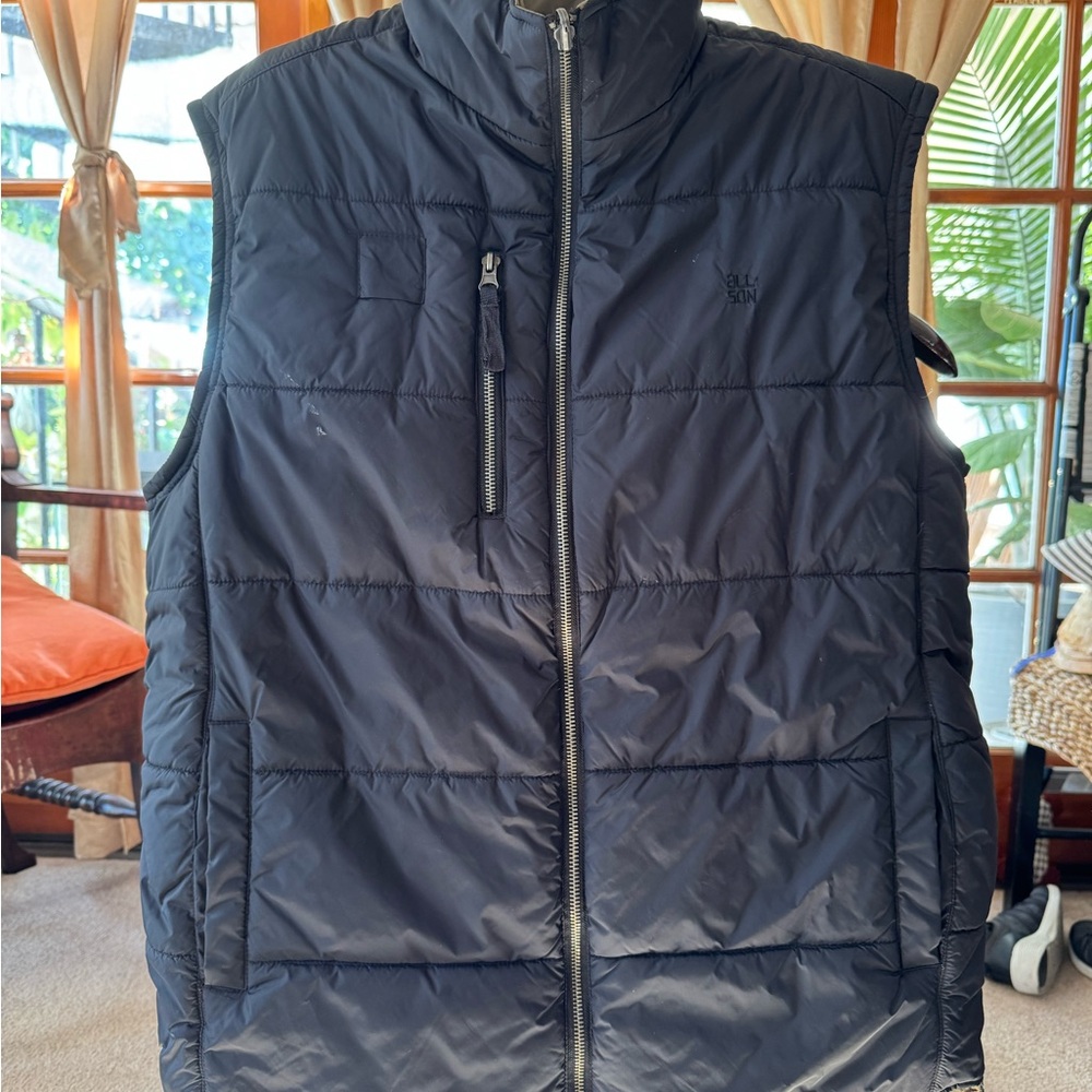Men's Reversible Navy Blue & Olive Green Puffer Vest Men’s XL